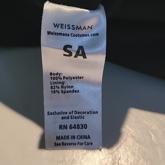 WEISSMAN WOMEN'S BLACK DANCE COSTUME EMBELLISHED IN TOURQUIOSE & GOLD SEQUINS - Picture 4 of 6